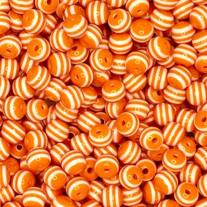 Orange Creamsicle Striped Resin Beads, Halloween Beads, Orange Themed, 6mm or 8mm Beads