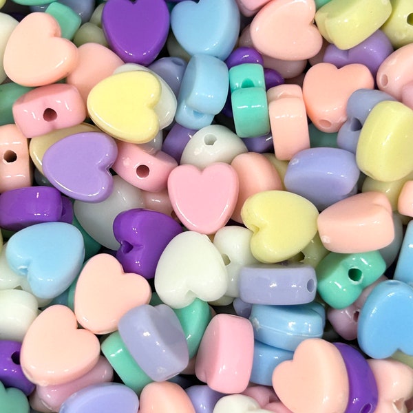 Pastel Heart Beads Bracelet, Heart 8mm Beads Earring, Heart Beads Bracelet, Pastel Heart Bead Spacers, Heart Beads for Jewelry Making