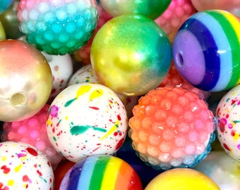 20mm Chunky Rainbow Bead Mix, Pride Bead Variety