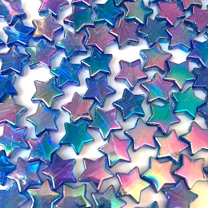 Shimmery Mermaid Purple Blue Star Beads, Acrylic Beads, 100pc  set