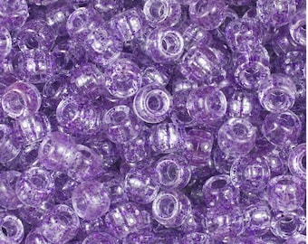 Purple Glitter Kawaii Beads, Pony Beads, Barrel beads, Cute Beads, Kandi Beads