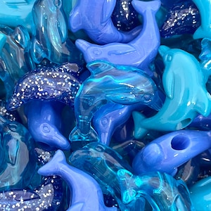Dolphin Charm Beads, Ocean Jewelry, Blue Themed Beads, dolphin Pendant, Large hole beads