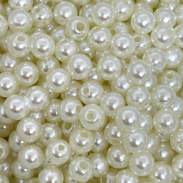 Acrylic Pearl Beads for Jewelry Making, 6mm Beads, Spacer Beads, Lightweight Beads for Bracelet, Pearlized Beads for Necklace