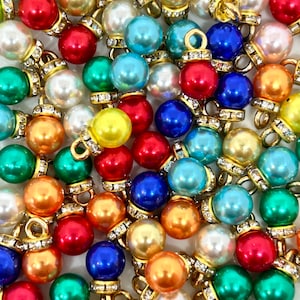 Mini Christmas holiday colored string light bulb beads charms 10