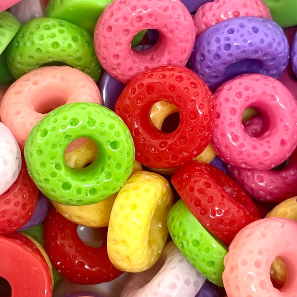 Kawaii Fruit Loop Themed Cereal Cabochons, Slime Toppings, Fillers, Mixers, Fake Food, Candy