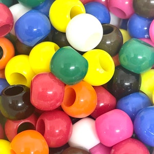 Bubblegum Colored Round Beads for Jewelry Making, Hair, Braid Beads, Dreadlock Beads, Bright Colored Large Hole Beads