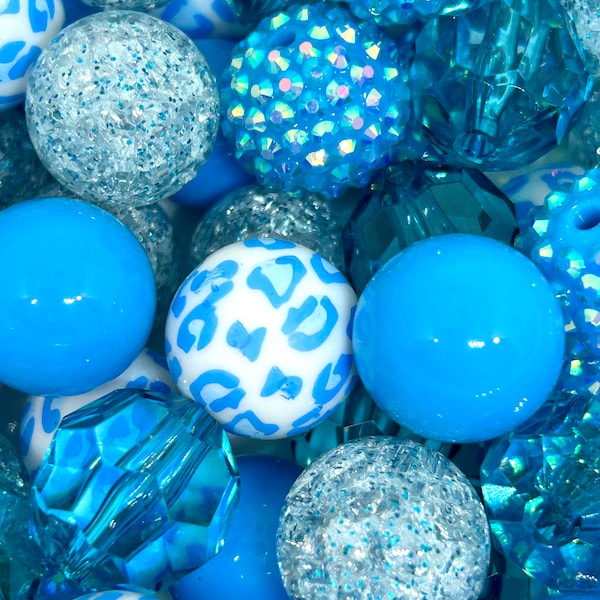 Chunky 20mm Bright Azure Blue Bead Mix - Perfect for Vibrant and Statement Jewelry Designs