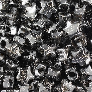 Black Glitter Star Pony Beads, black star beads, Choker Beads, Beads for Keyring, Black Beads