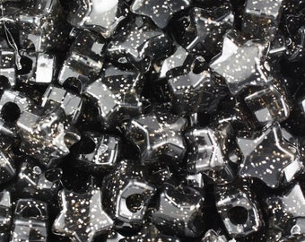 Black Glitter Star Pony Beads, black star beads, Choker Beads, Beads for Keyring, Black Beads