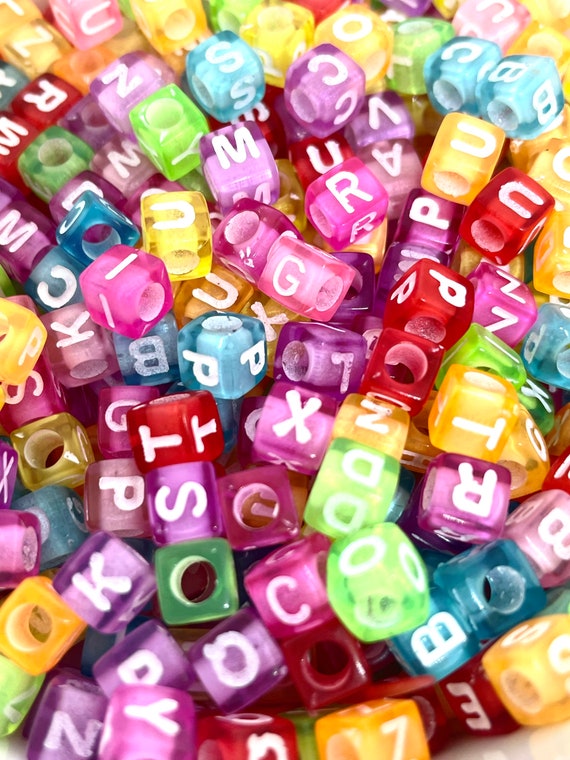 100 BULK Alphabet Letter Beads Cube Assorted Lot Wholesale Rainbow