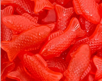 Sweet Fish Cabochons, Red Candy Fish Cabochons, Translucent Fish Cabochons for Crafts & Jewelry Making