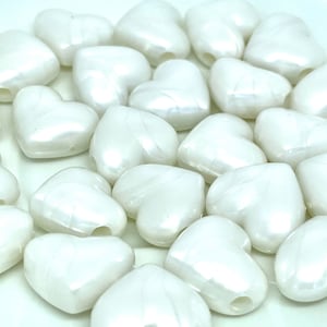 White Pearl Heart Pendant Beads, large heart bead, DIY Jewelry