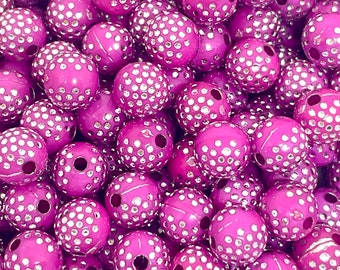 ピンクとシルバーの丸型水玉模様アクリルビーズ 8mm 20個 - Etsy 日本