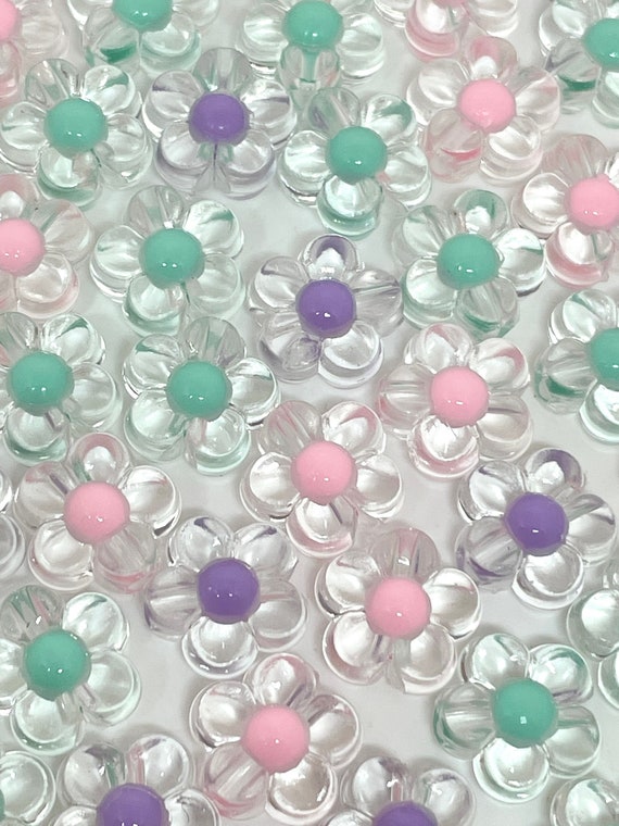Daisy Flower Beads Pastel Mix Cute Translucent Beads for - Etsy