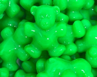 Neon Green Teddy Bear Beads for St Patricks Day, Green Beads for Jewelry Making, Saint Patrick's Day Jewelry, Charms, Pendants