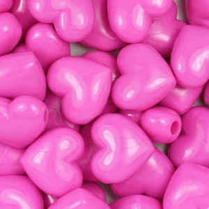 Magenta Pink Heart Pendant Beads, large heart bead