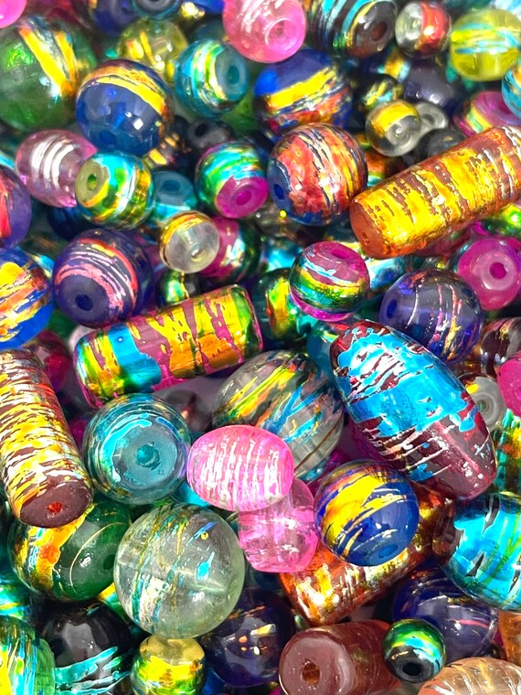 Gorgeous Glass Confetti Beads, Party Beads, Special Occasion Bead Mix,  Glass Bead Set 