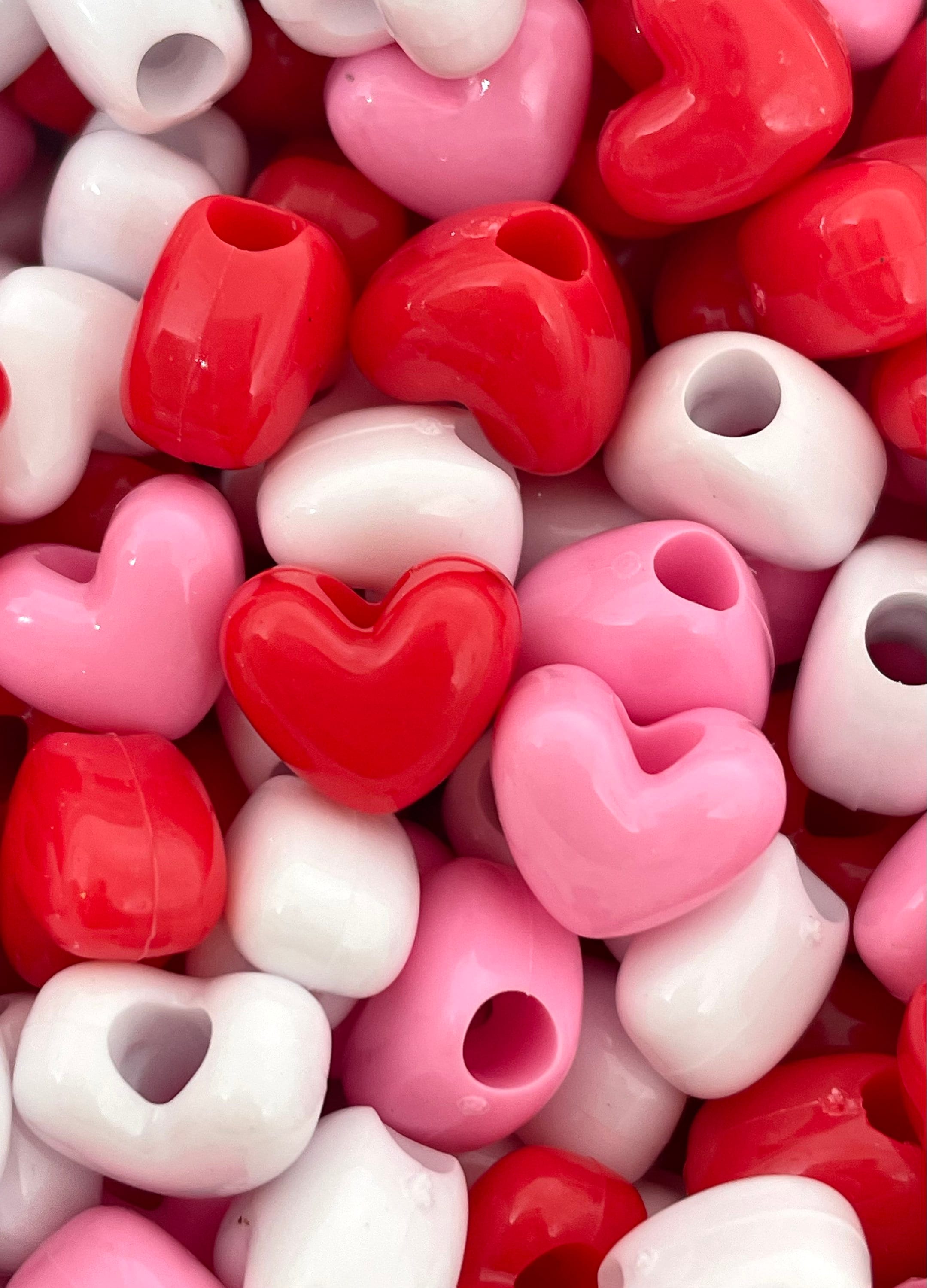 COHEALI 80 Pcs Valentine Garland Beads Farmhouse Beads Valentine Beads  Valentine Heart Beads Christmas Beads for Jewelry Making Craft Heart Beads  Clay