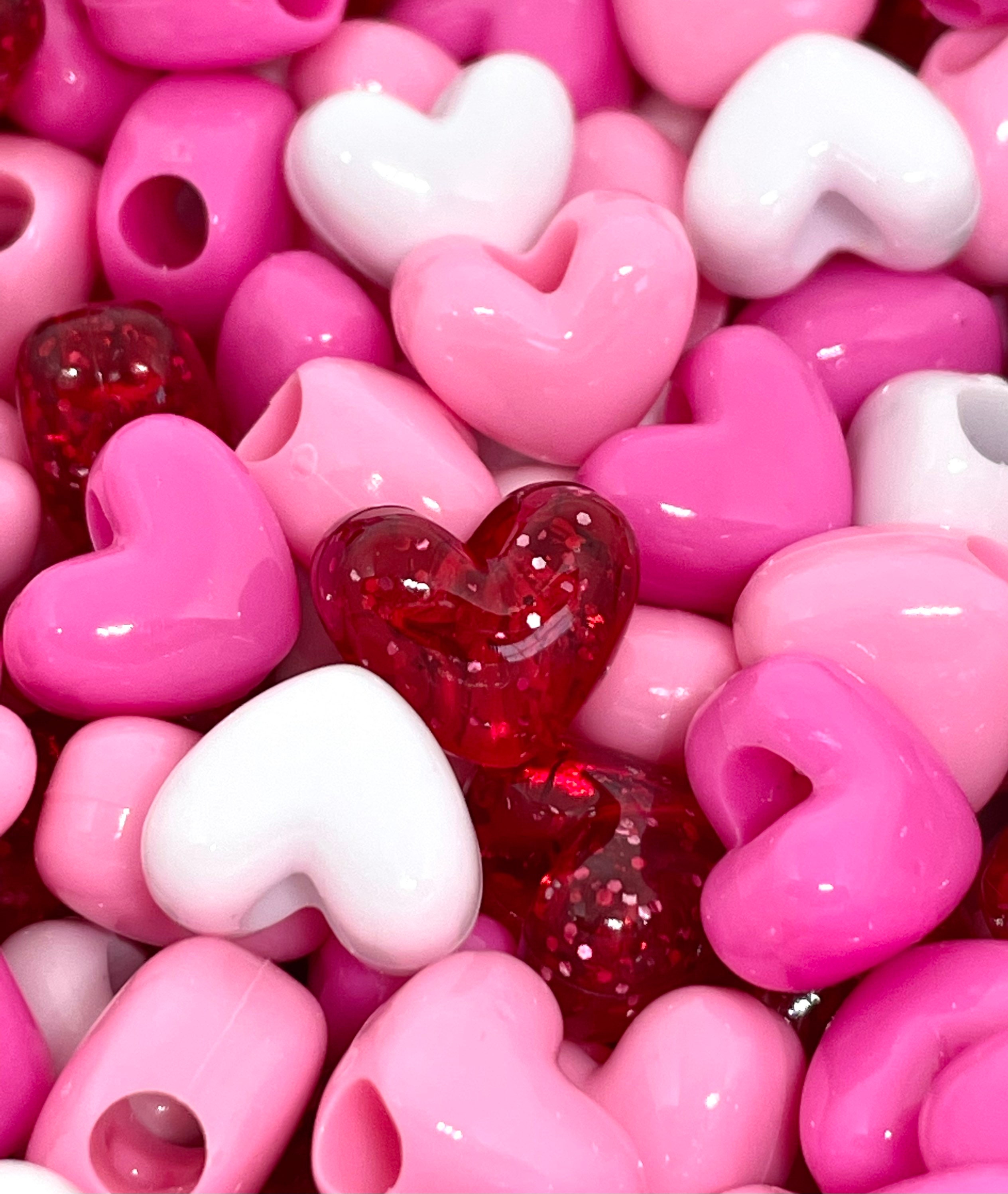 Ceramic Heart Beads | Pink Heart Beads | Red Heart Beads | Valentine Beads  | Love Beads | Pack of 10 Beads