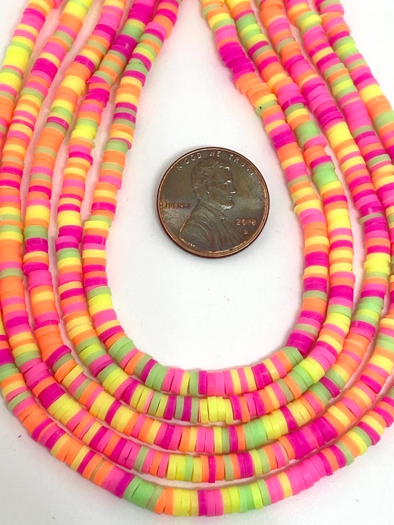 Candy Bead Necklace, Heishi Beads, Disc Beads, 6mm Polymer Clay Beads for  Jewelry Making, Heishi Necklace, Bright Colorful Beads