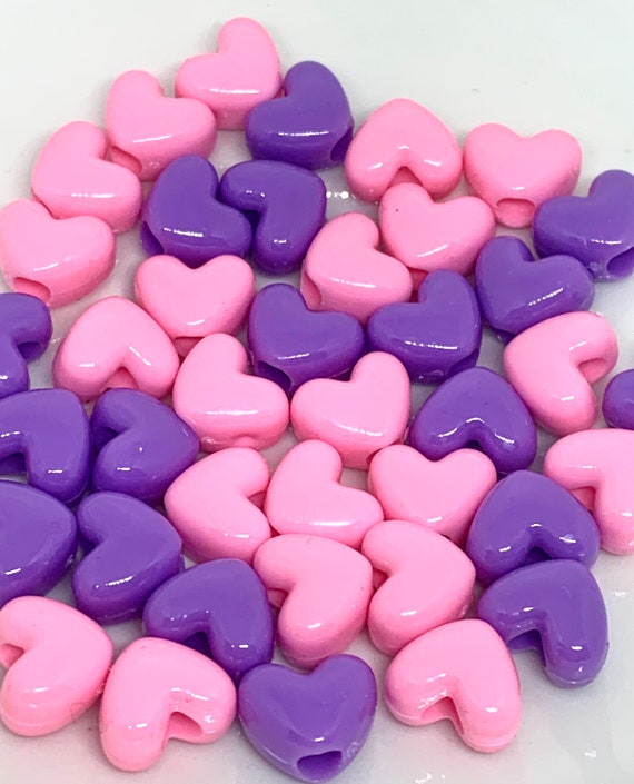 Heart Pony Bead Mix, Heart Beads, Mixed Beads for Kandi, Heart