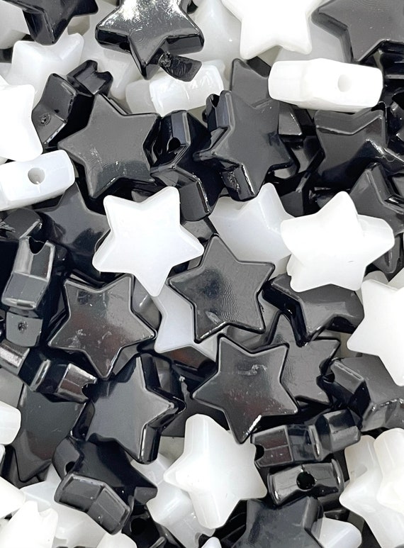 Modern Bead Mix, Black and White Star Beads for Jewelry Making, Lightweight  Beads for Earrings, Mod Beads for Bracelet 