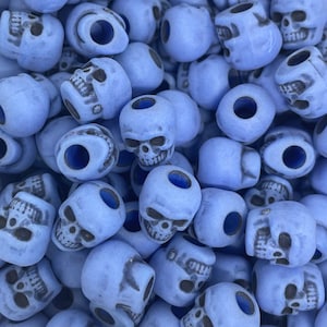 Blue Skull Beads, Halloween Beads, Blue Skeleton Beads for Jewelry, Halloween Craft Kit, Day of the Dead Beads, Dia De Los Muertos Beads
