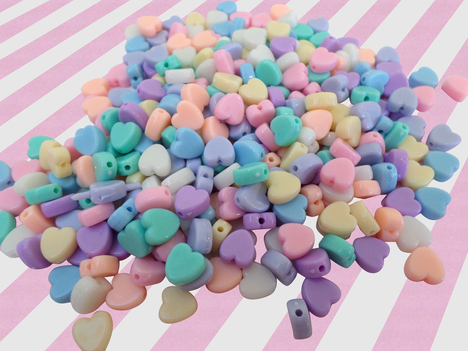 Pastel Heart Beads Bracelet Heart 8mm Beads Earring Heart Etsy UK