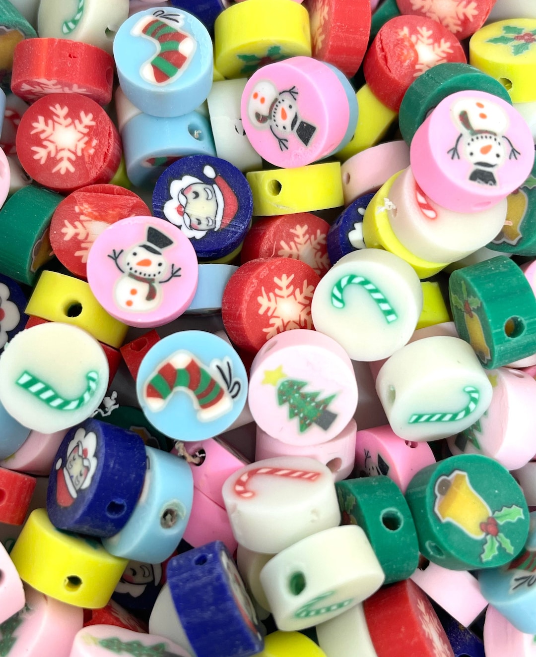 Holiday Bead Mix, Polymer Clay Christmas Beads for Jewelry Making ...