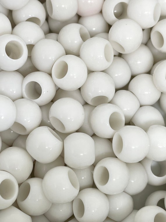 Large White Pony Beads for Hair Beads, Dreadock Beads, Dread Beads, Braid  Beads, White Large Hole Beads, Kids Craft Beads, Bulk Beads 