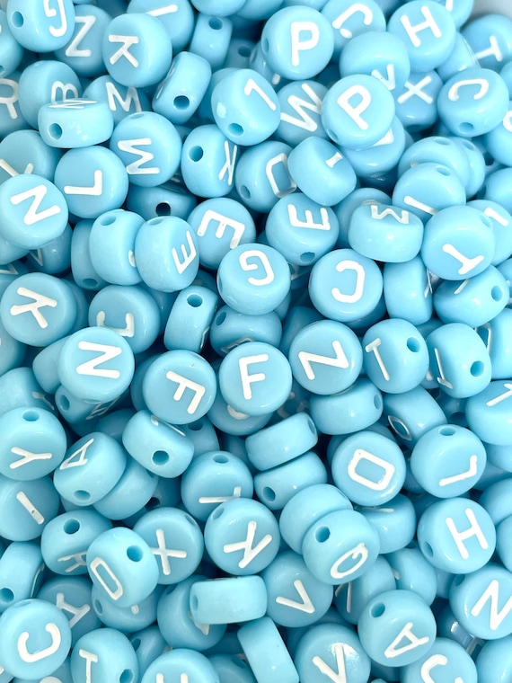 Baby Blue Alphabet Beads for Jewelry Making, Gender Beads, Baby