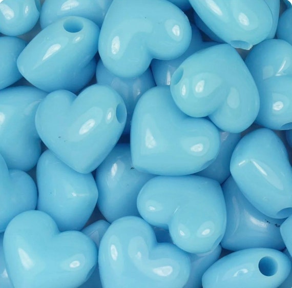 Baby Blue Heart Beads, 18mm Beads, Large Beads