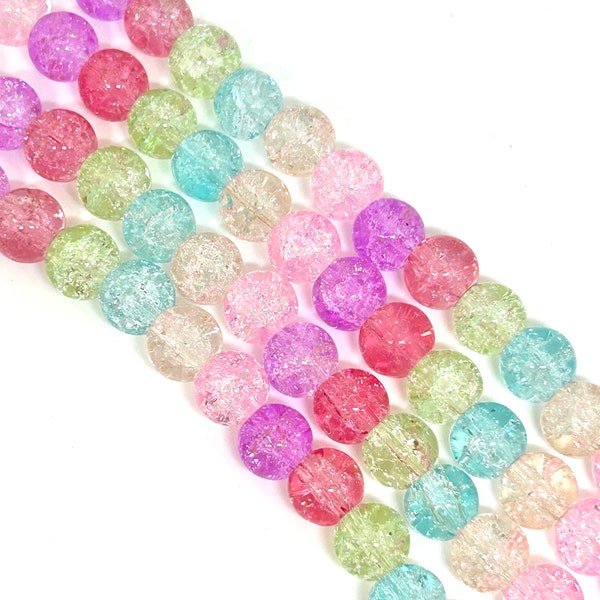 Dreamy Pastel Crackle Glass Beads: 8mm Elegance for Delicate Jewelry Designs