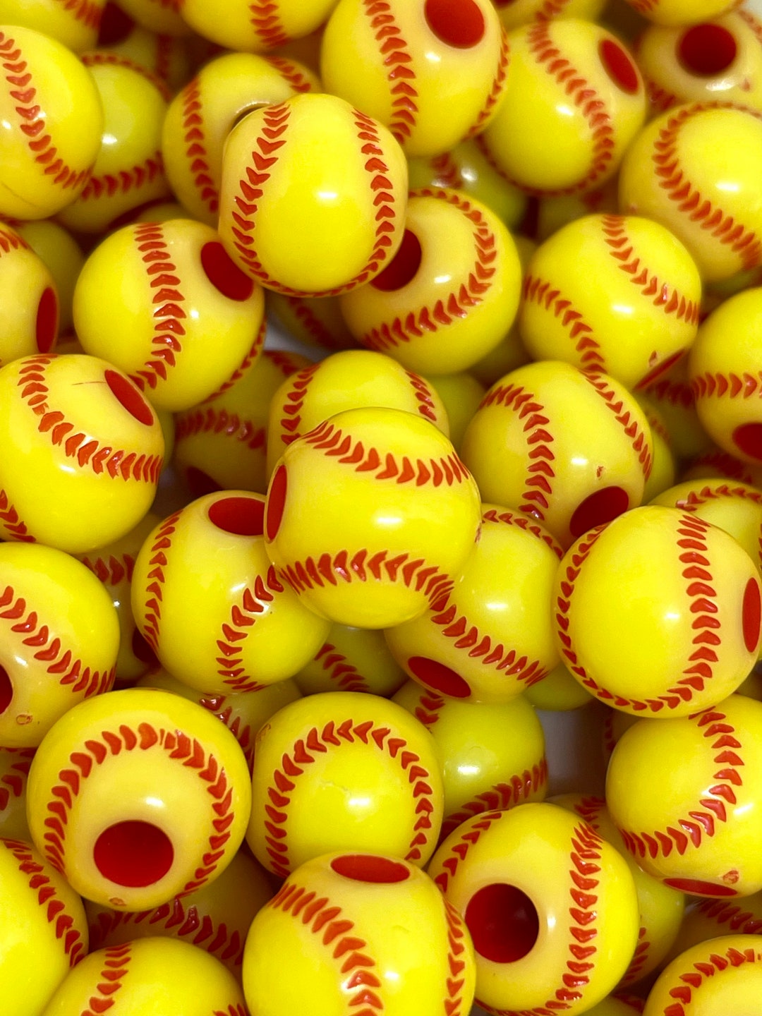 12mm Softball Beads, Soft Ball Beads, Sports Beads, Charms for Jewelry