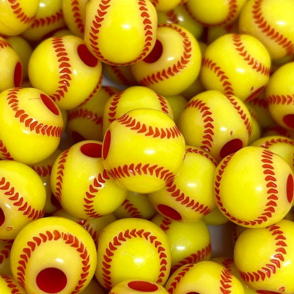 12mm Softball Beads, Soft ball Beads, Sports Beads, Charms for Jewelry Making, Team Sports, Softball Charm