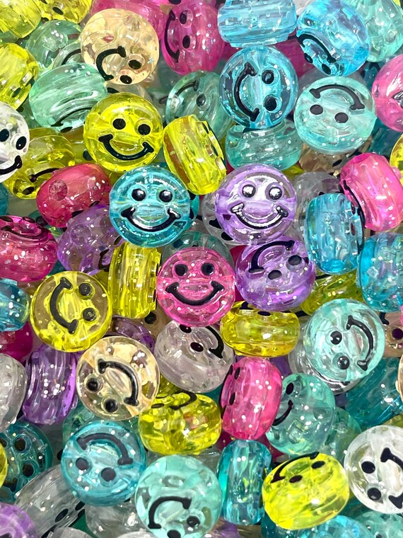 Sparkle Glitter Smiley Face Beads Emoji Beads Charms Etsy