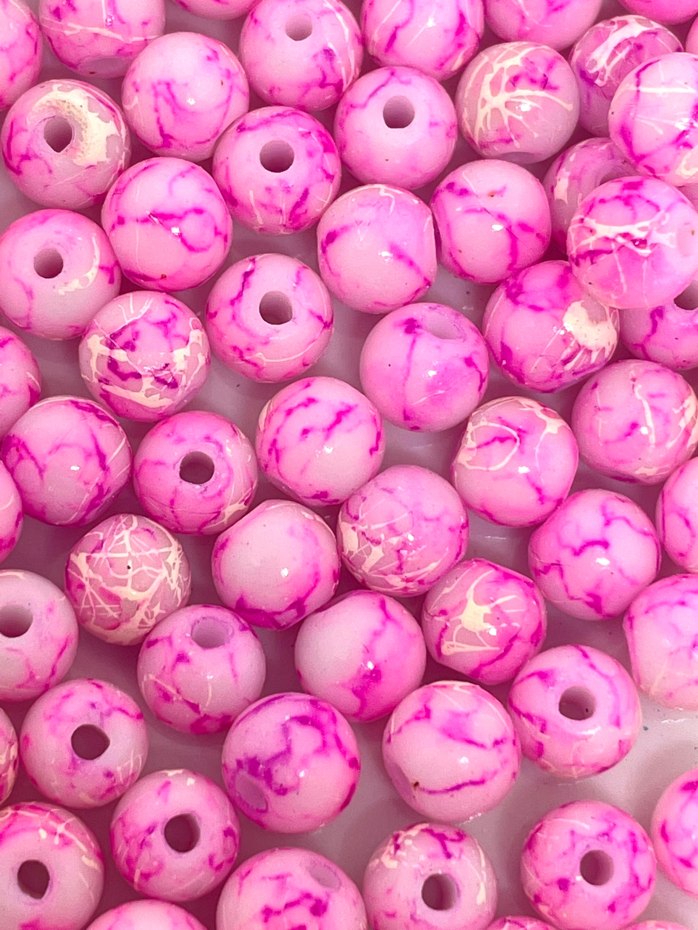 Crackle Glass Pink Jewelry Making Beads for sale
