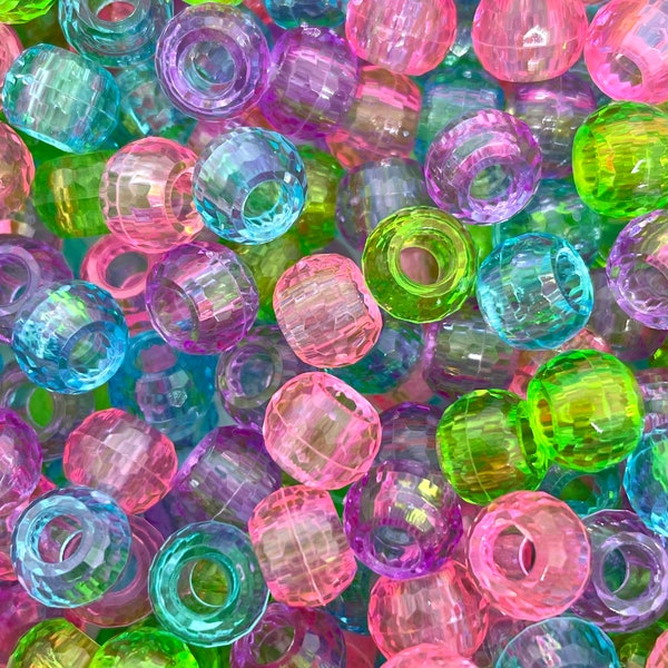 Cute Clear Bead Mix, Pony Bead Mix, Fairy Kei Beads for Cosplay, Cute Kandi Kit, Cute Acrylic Bead Mix for Jewelry Making, Assorted Beads