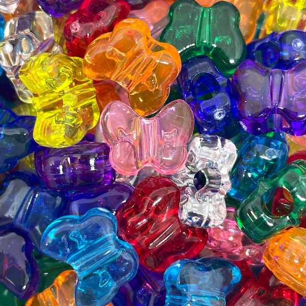 Translucent Butterfly Bead Assortment, Rainbow Colored Beads for Bracelet, Jewelry, Phone Strap, Butterfly Pendant
