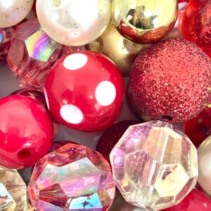Love Bead Mix, Valentines Bead Mix, Valentines Day Beads for Jewelry Making, Chunky Jewelry, Red Themed Bead Assortment