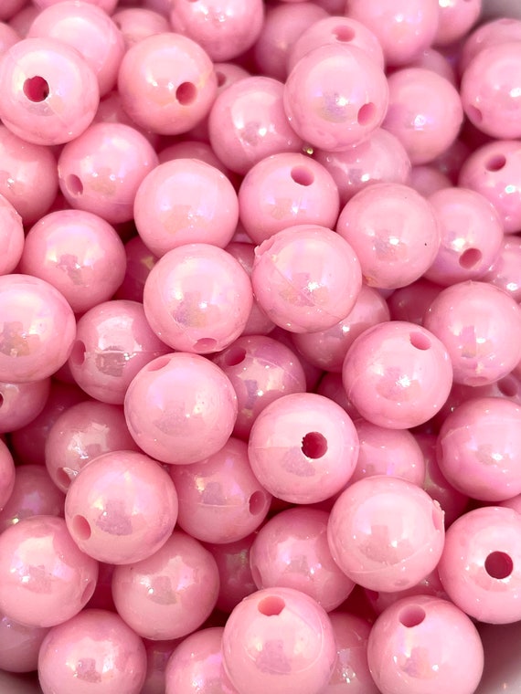 10mm Shiny Pink Pastel Beads for Jewelry Making, Pastel Beads for