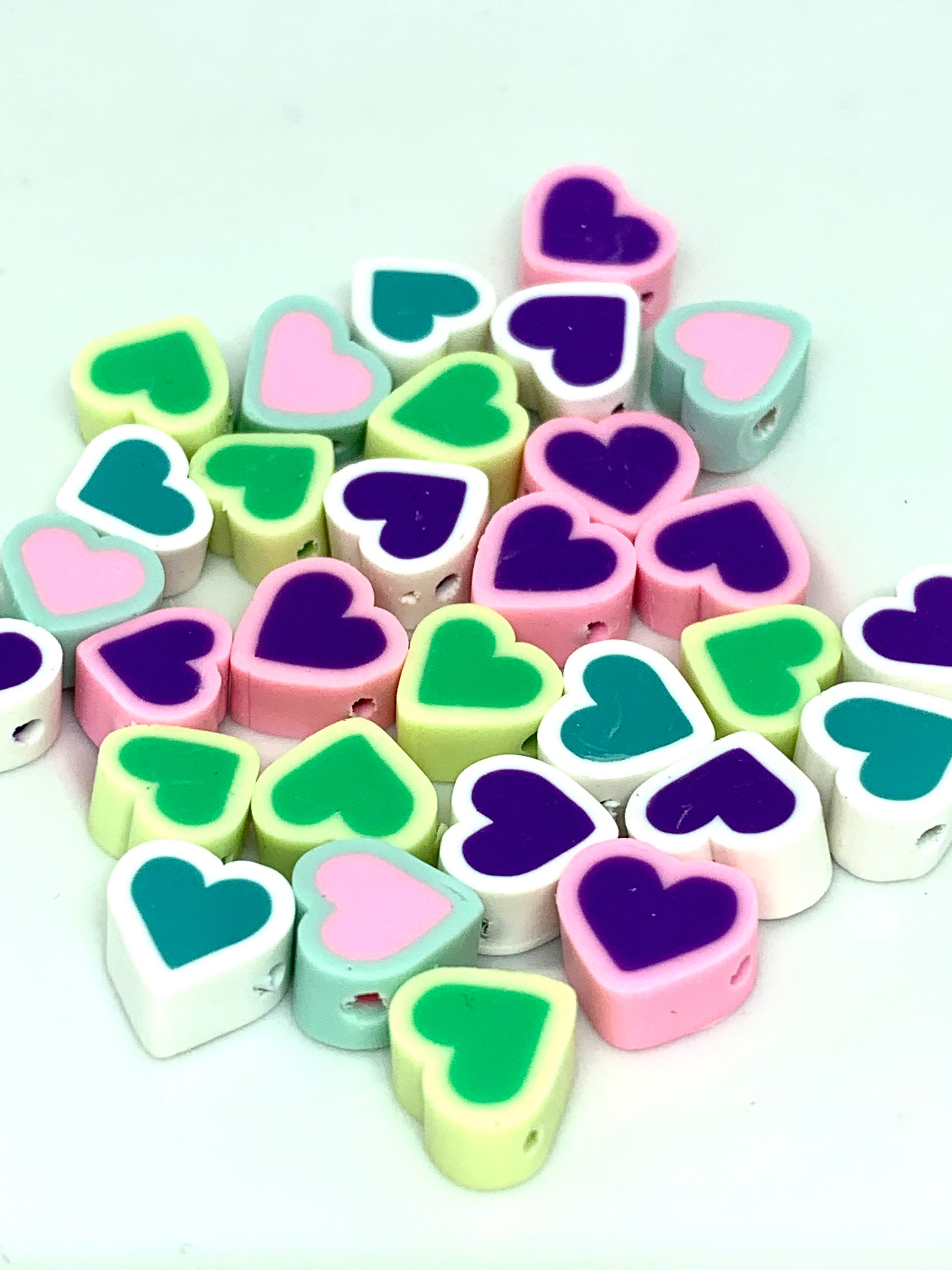 Mixed Color Polymer Clay Heart Beads DIY Jewelry Beads Cute Etsy