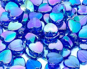 Cuentas de corazón azul marino, cuentas azules de 8 mm para collar, cuentas de corazón para pulsera, cuentas de corazón Kawaii, cuentas de pulsera de corazón, cuentas de corazón azul oscuro