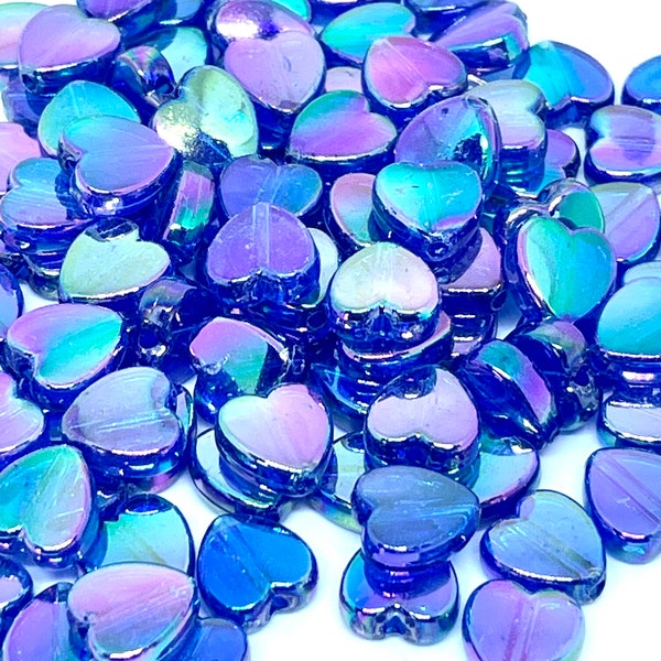 Navy Blue Heart Beads, Blue Beads 8mm for Necklace, Heart Beads for Bracelet, Kawaii Heart Beads, Heart Bracelet Beads, Dark Blue Heart Bead