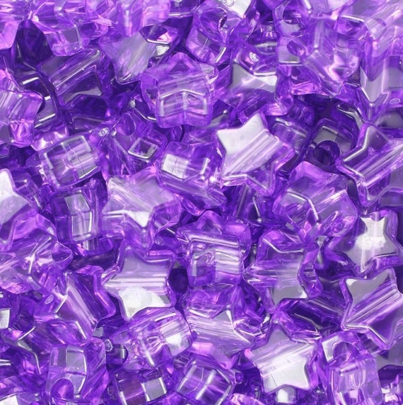 Purple Star Beads, Cute Purple Translucent Kandi Beads, Star Beads