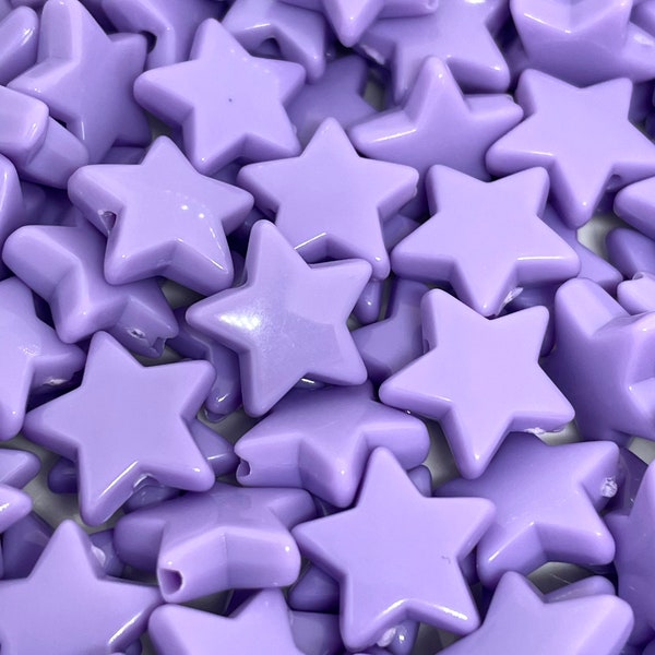 Pastel Purple Star Beads, Opaque Beads, Cute Beads for Bracelet, Star Shaped Beads for Jewelry, Purple Spacer Beads