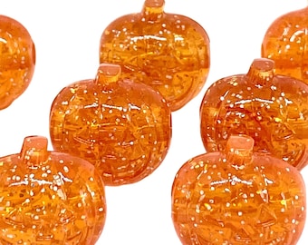 Glitter Pumpkin Beads, Orange Halloween Beads for Bracelet, Halloween Themed Beads, Orange Beads for Kids, Kids Beads, Halloween Crafts