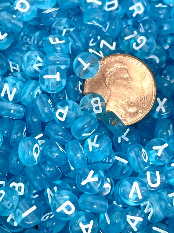 Bright Blue Letter Beads for Jewelry Making, Blue Alphabet Beads