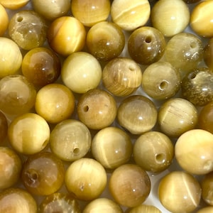 8mm Gorgeous Gold Tiger Eye Beads for Jewelry Making, Agate Beads for Necklace, Statement Beads, Beautiful Stone Beads