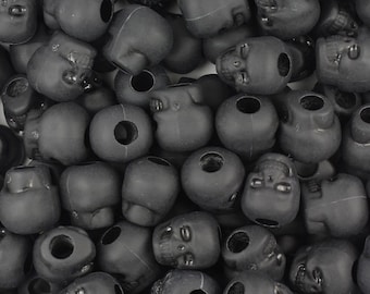 Black Skull Beads for Necklace, Halloween Beads for necklace, Black Beads 11mm, Goth Beads, Cosplay Beads